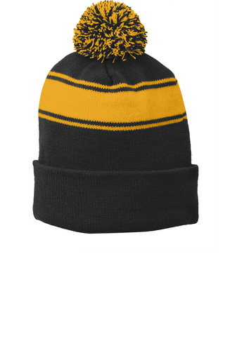 Sport-Tek Stripe Pom Pom Beanie. STC28