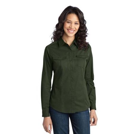 Port Authority ® Ladies Stain-Resistant Roll Sleeve Twill Shirt. L649
