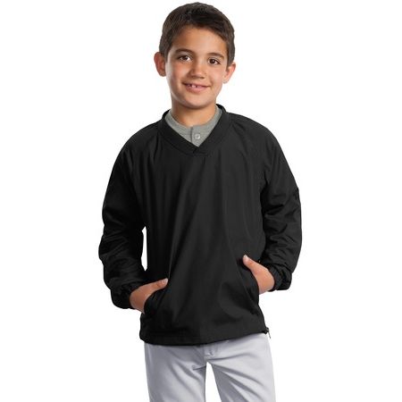 Sport-Tek - Youth V-Neck Raglan Wind Shirt. YST72