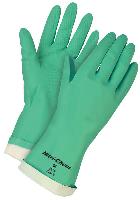 GREEN NITRILE, 15 MIL, FLOCKED-LINED, 13" LENGTH, SIZE SMALL